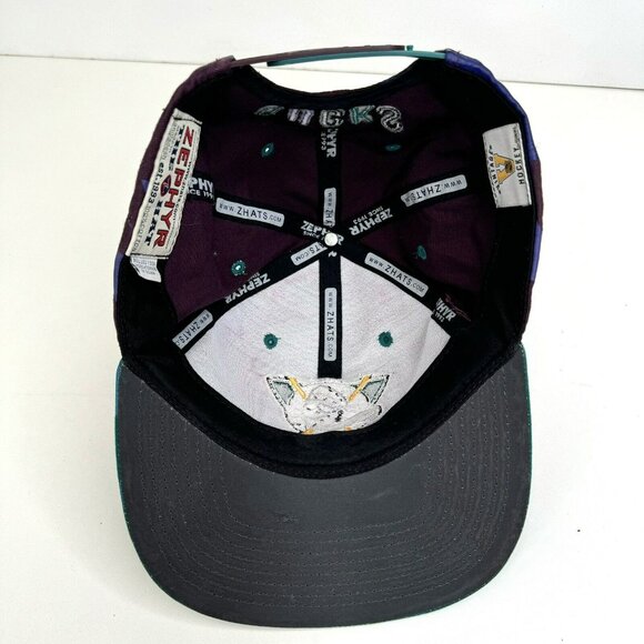 Vintage Hockey NHL Anaheim Mighty Ducks Snap Back Cap Hat Zephyr Camo RARE - Picture 6 of 8